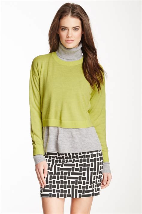 Turtleneck sweater in layered merino wool 